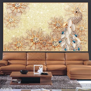 Tranh lụa 3D chim công dát vàng mới nhất hiện nay