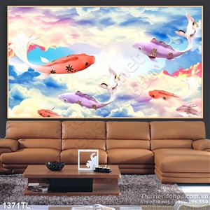 Tranh cá chép trang trí phòng khách
