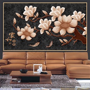 Tranh 3D hoa cổ điển trang trí tường