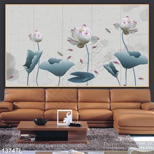 Tranh hoa sen 3D trang trí tường đẹp