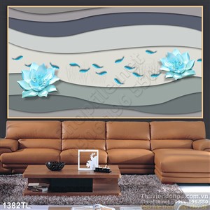 Tranh hoa sen và cá chép trang trí nội thất hiện đại