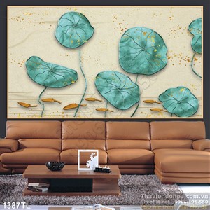 Tranh lụa 3D hoa Sen và cá chép phong thủy mới nhất