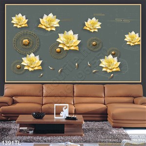 Tranh decor hoa sen treo tường độc đáo