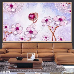 Tranh lụa 3D hoa trang trí tường mới nhất