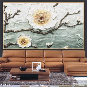 Tranh lụa 3D điêu khắc hoa Mai mới nhất