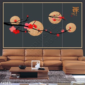 Tranh hoa đào nghệ thuật treo tường