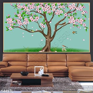 Tranh hoa đào trang trí tường