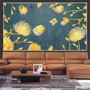 Tranh hoa cúc vàng trang trí tường