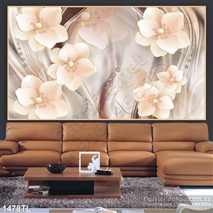 Tranh lụa 3D hoa màu xuân trang trí đẹp