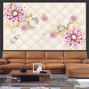 Tranh hoa 3D cổ điển trang trí tường phòng khách