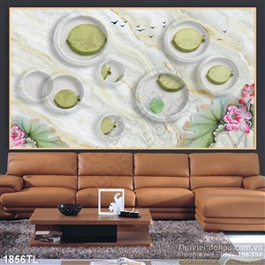 Tranh 3D hoa Sen trang trí treo tường đẹp