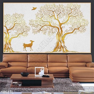 Tranh hươu nai vàng trang trí tường đẹp