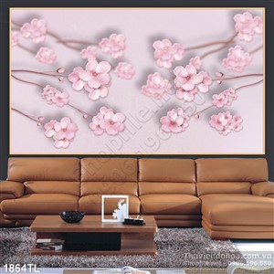 Tranh lụa hoa đào đẹp độc đáo