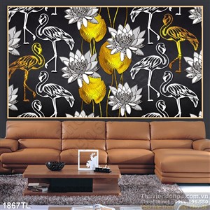 Tranh trang trí chim hạc dán tường đẹp