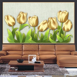 Tranh hoa tulip mạ vàng đẹp trang trí tường
