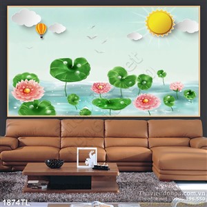 Tranh tranh hoa sen 3D trang trí tường