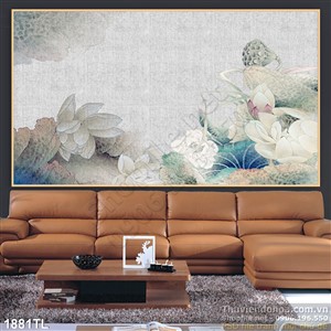 Tranh hoa Sen thư pháp đẹp độc đáo