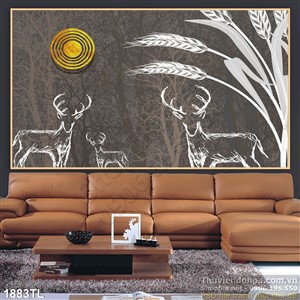 Tranh hươu nai decor tường hiện đại