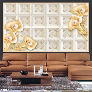Tranh 3D hoa Vân môn cổ điển trang trí tường
