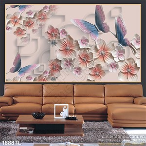 Tranh 3D hoa mai trang trí phòng khách