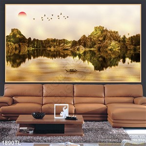 Tranh sơn dầu sông núi đẹp độc đáo