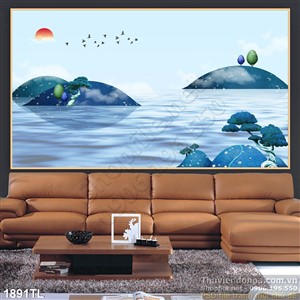 Tranh sông núi decor trang trí tường hiện đại