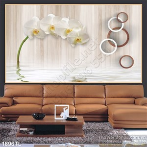 Tranh 3d hoa lan hồ điệp trang trí phòng đẹp