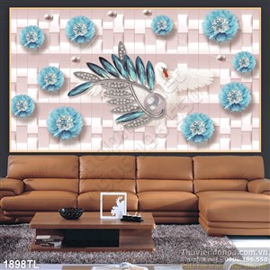 Tranh 3D hoa ngọc trang trai trang trí tường đẹp