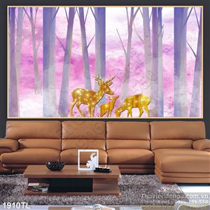 Tranh hươu nai vàng decor tường đẹp nhất