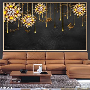 Tranh lụa 3D hoa kim cương vàng mới nhất hiện nay