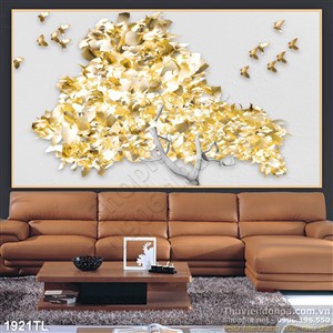 Tranh 3D cây vàng trang trí treo tường đẹp