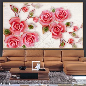 Tranh 3D hoa hồng điêu khắc giả ngọc mới nhất