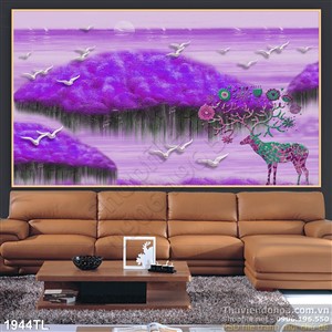 Tranh điêu khắc hươu nai hiện đại trang trí tường đẹp