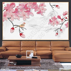 Tranh hoa đào trang trí nghệ thuật đẹp