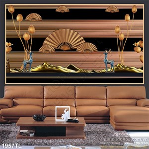 Tranh 3D hươu nai nghệ thuật trang trí treo tường đẹp