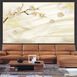 Tranh giả ngọc hoa mai trang trí phòng khách đẹp