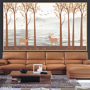 Tranh tranh hươu nai decor tường hiện đại