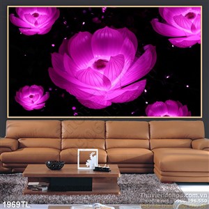 Tranh hoa Sen 3D lung linh trang trí phòng ngủ