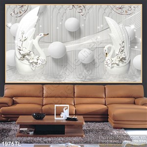 Tranh 3D chim thiên nga trang trí treo tường