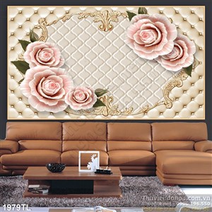 Tranh điêu khắc hoa hồng in gạch đẹp