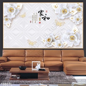 Tranh lụa 3D hoa hồng điêu khắc trang trí đẹp