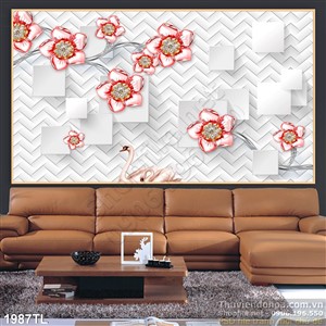 Tranh 3D hoa trang trí tường đẹp