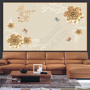 Tranh 3d hoa sen giả ngọc dán tường đẹp