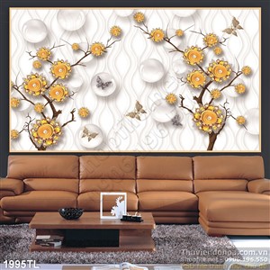 Tranh 3D hoa mai trang trí treo tường