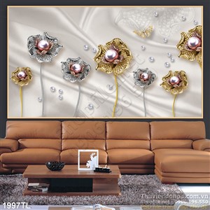 Tranh lụa 3D hoa trang trí phòng ngủ