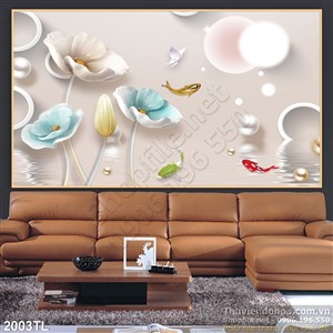 Tranh 3D điêu khắc hoa sen trang trí tường đẹp