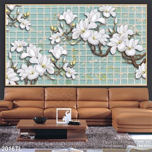 Tranh hoa sứ 3D trang trí phòng khách