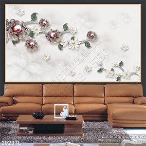 Tranh lụa 3D hoa trang trí phòng ngủ