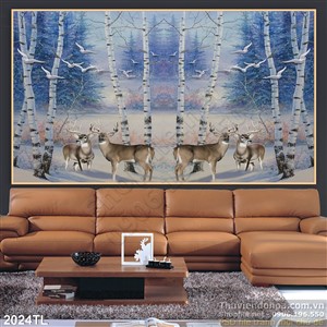 Tranh 3D hươu nai trang trí treo tường