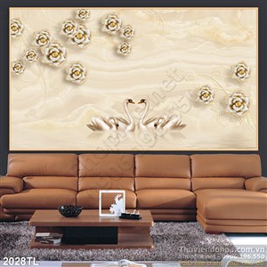 Tranh lụa 3D chim thiên nga mới nhất